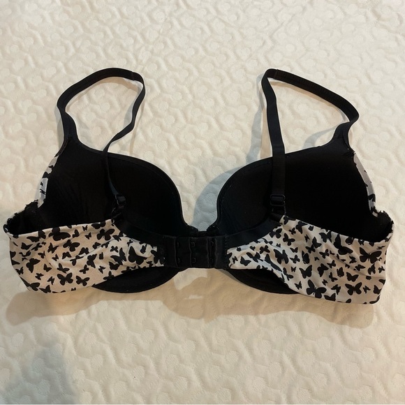 Victoria’s Secret Butterfly Print Lined Demi Bra 36C - Black and Off-White - Picture 4 of 6